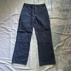 Forever 21 hi rise navy blue cargo pants